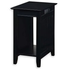 Edison End Table with Charging Station and Shelf in Black